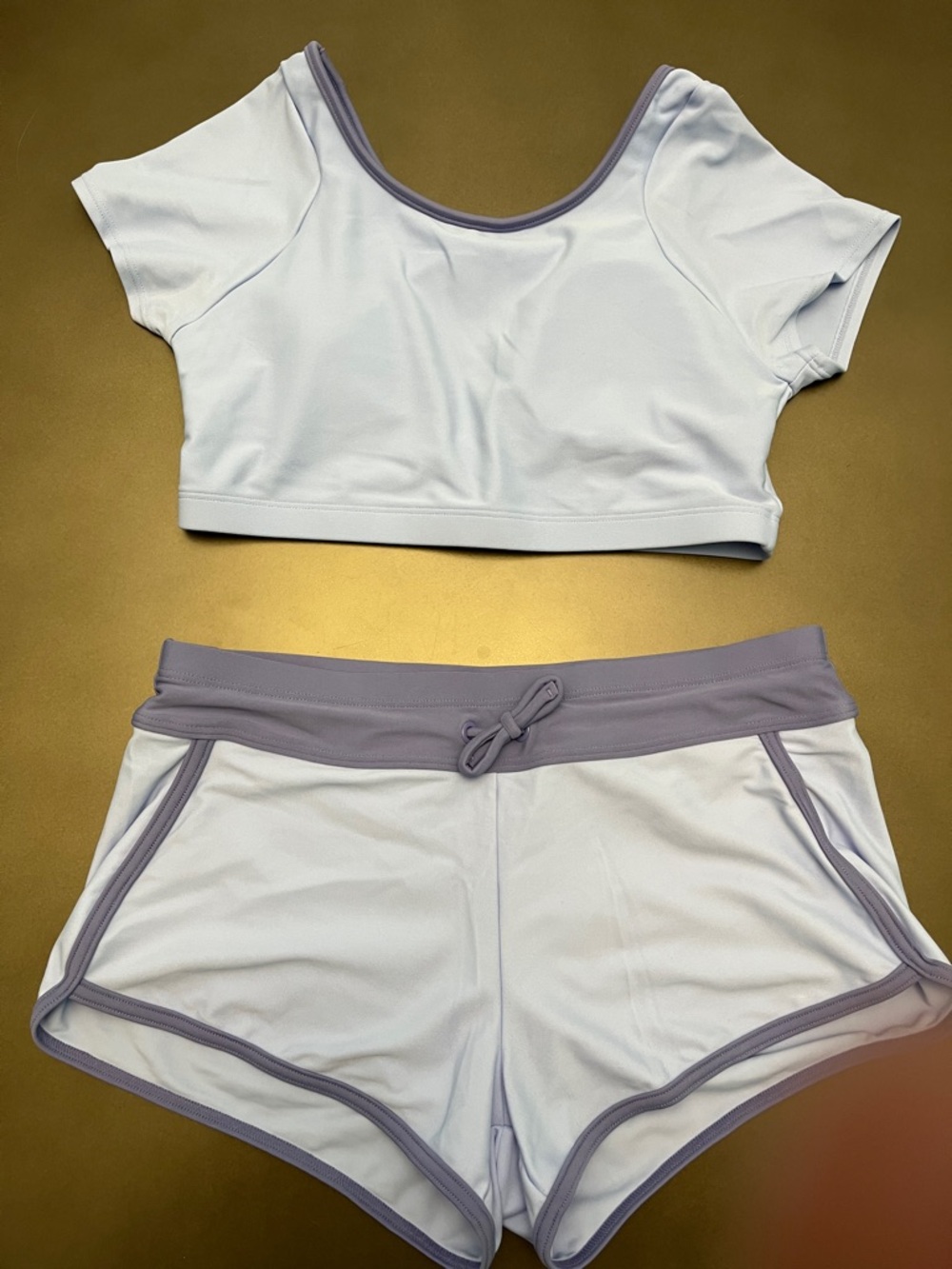 Athleta Girl Blue Two Piece Swimsuit in with Cannonball Shorts size L/12